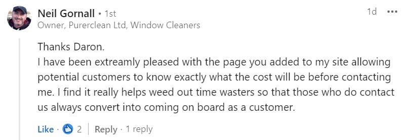 TargaCalc Feedback from Neil Gornal of PurerClean